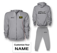 Thumbnail for Born To Fly Helicopter Designed Zipped Hoodies & Sweatpants Set