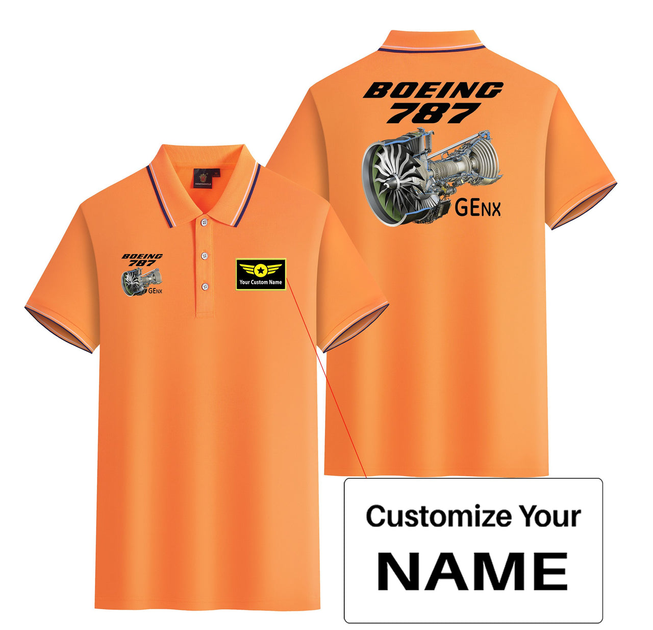 Boeing 787 & GENX Engine Designed Stylish Polo T-Shirts (Double-Side)