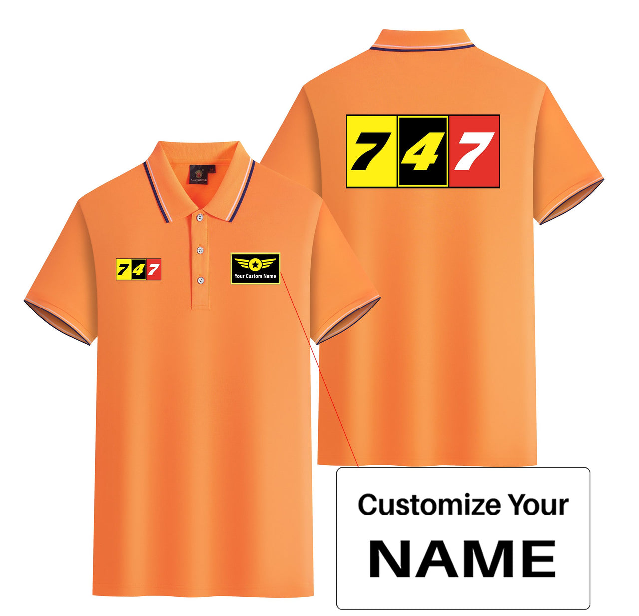 Flat Colourful 747 Designed Stylish Polo T-Shirts (Double-Side)