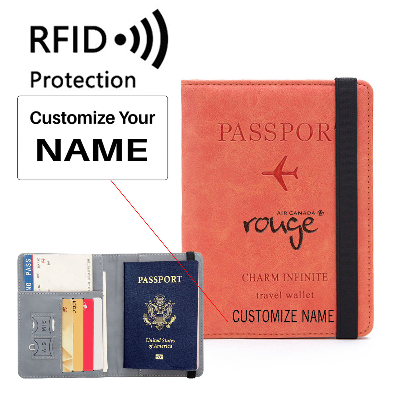 Air Canada rouge Airlines Designed Passport Cover Travel Wallet Passport Holder
