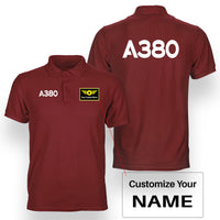 Thumbnail for A380 Flat Text Designed Double Side Polo T-Shirts