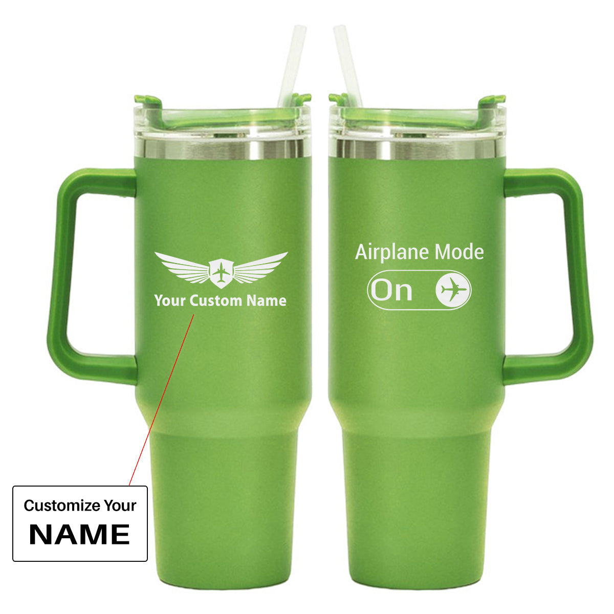 Airplane Mode On Designed 40oz Stainless Steel Car Mug With Holder