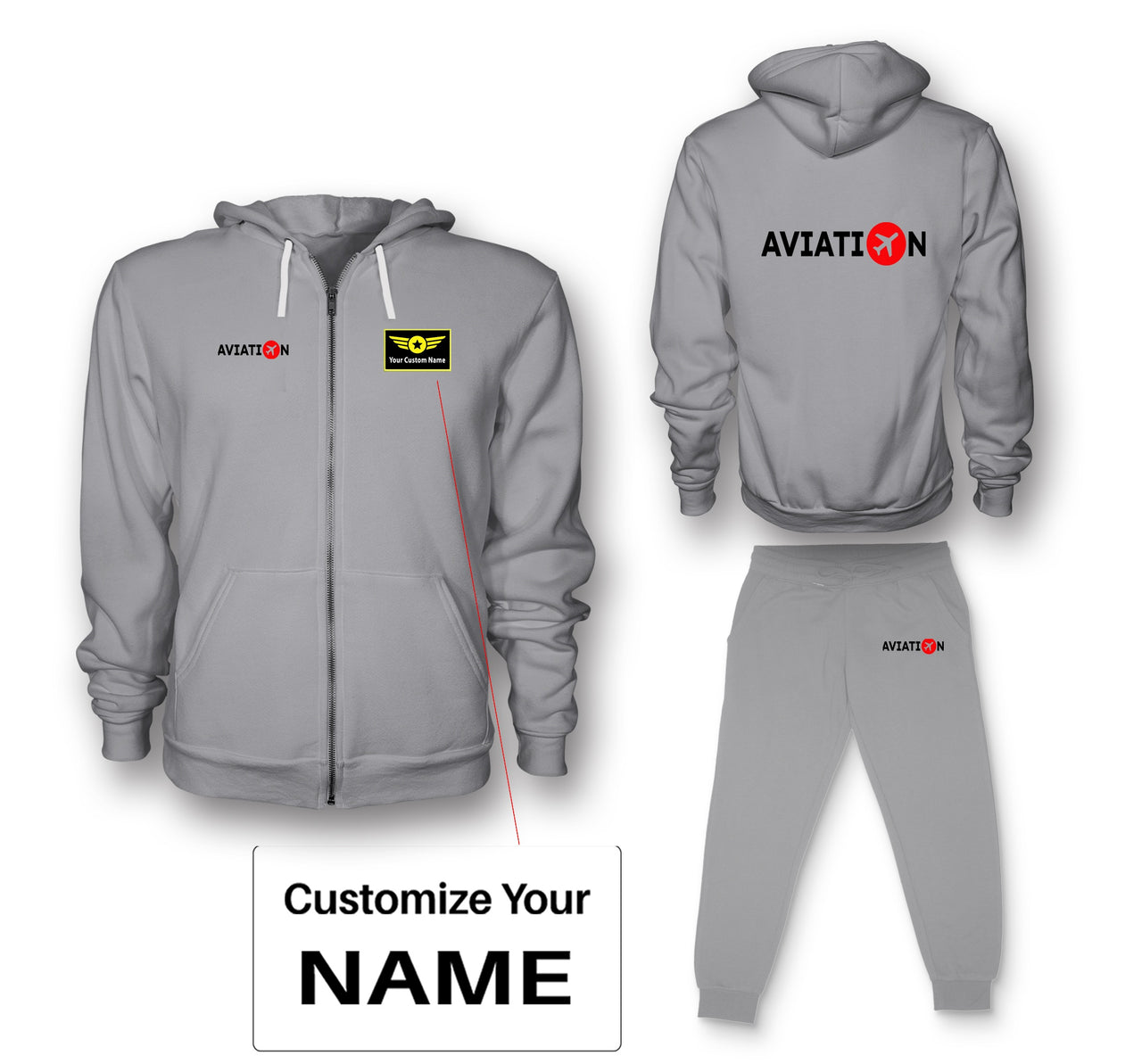 Aviation Designed Zipped Hoodies & Sweatpants Set