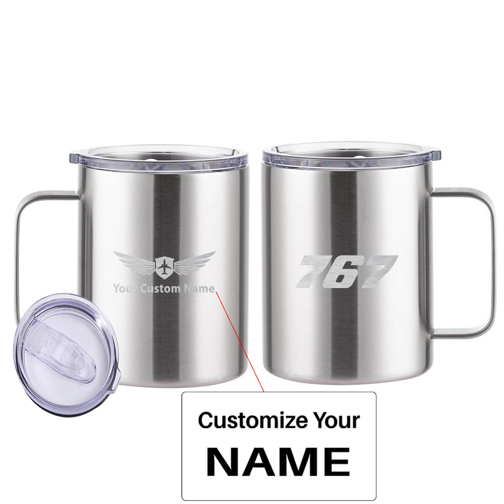 767 Flat Text Designed Stainless Steel Laser Engraved Mugs