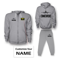 Thumbnail for Concorde & Plane Designed Zipped Hoodies & Sweatpants Set