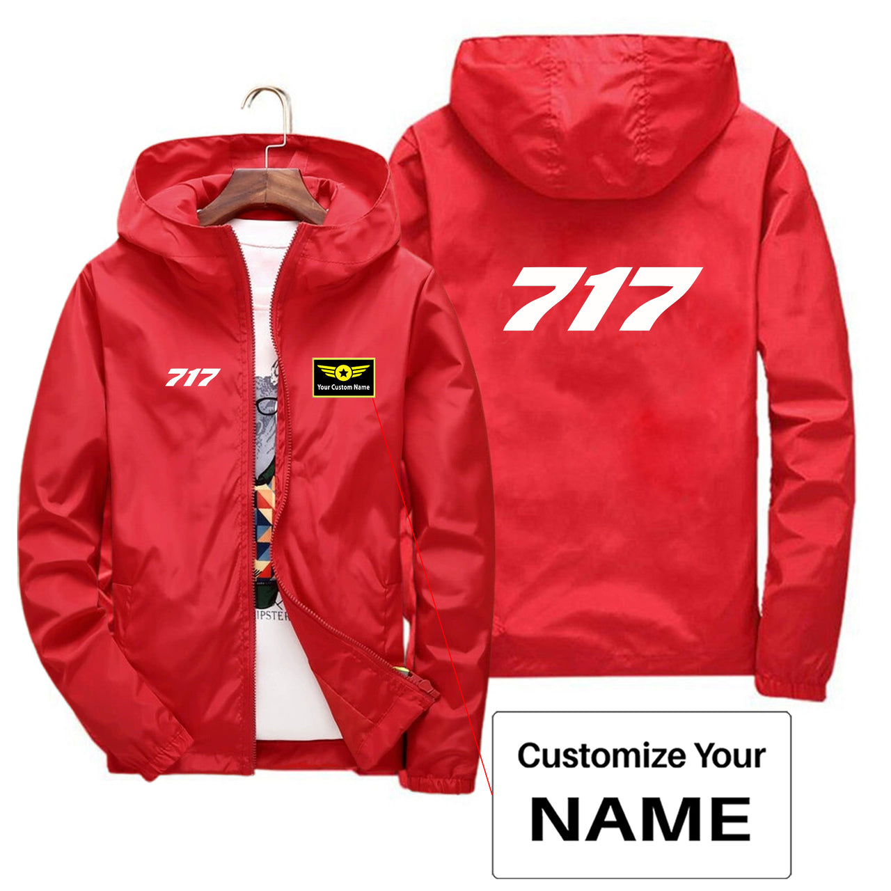 717 Flat Text Designed Thin Windbreaker Jackets