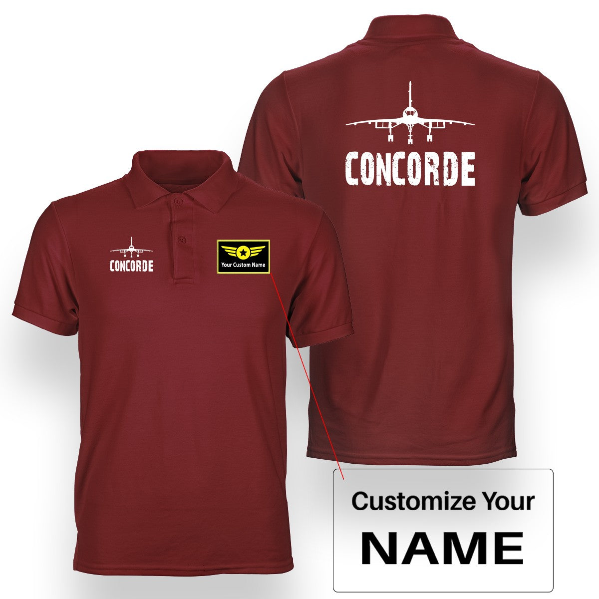 Concorde & Plane Designed Double Side Polo T-Shirts