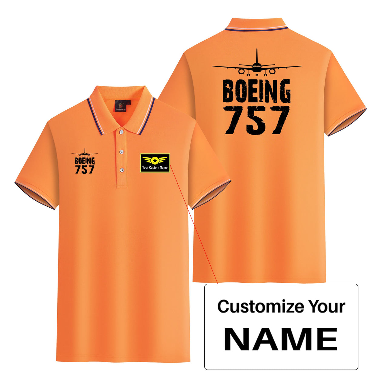 Boeing 757 & Plane Designed Stylish Polo T-Shirts (Double-Side)