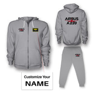 Thumbnail for Amazing Airbus A220 Designed Zipped Hoodies & Sweatpants Set