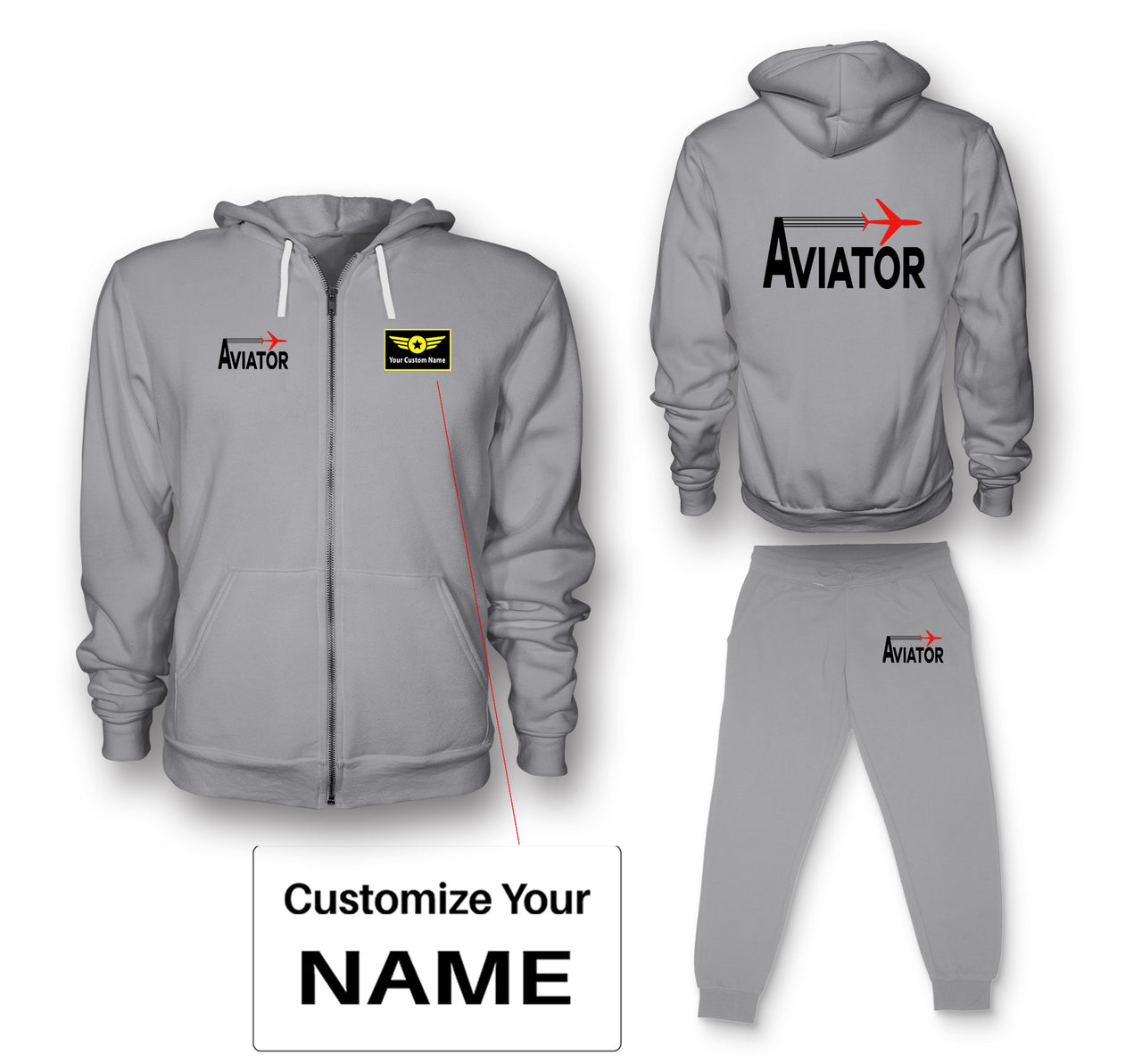 Aviator Designed Zipped Hoodies & Sweatpants Set