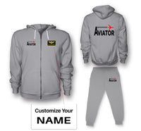 Thumbnail for Aviator Designed Zipped Hoodies & Sweatpants Set