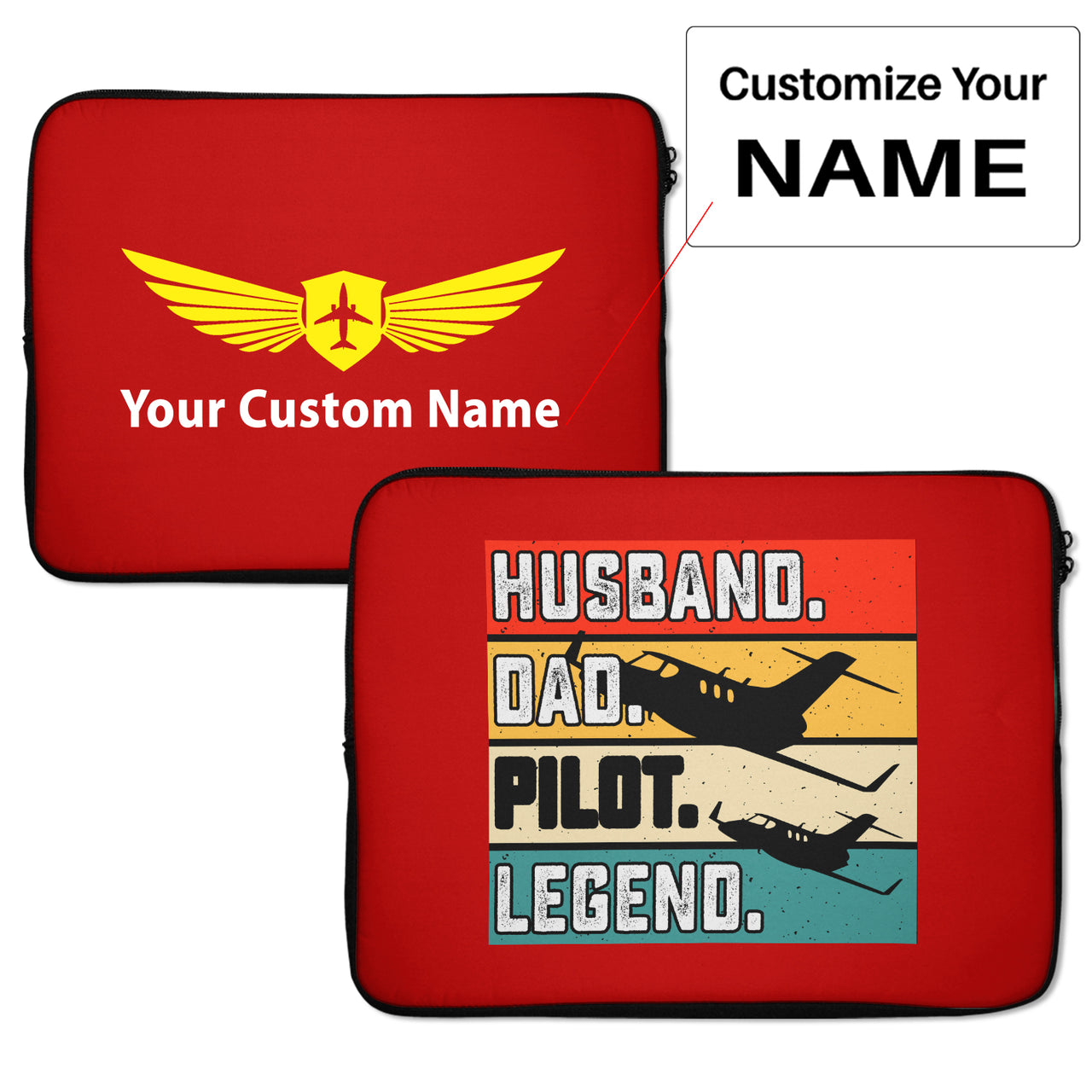Husband & Dad & Pilot & Legend Designed Laptop & Tablet Cases