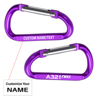 Thumbnail for A321neo & Text Designed Aluminum Alloy Carabiner Key chains