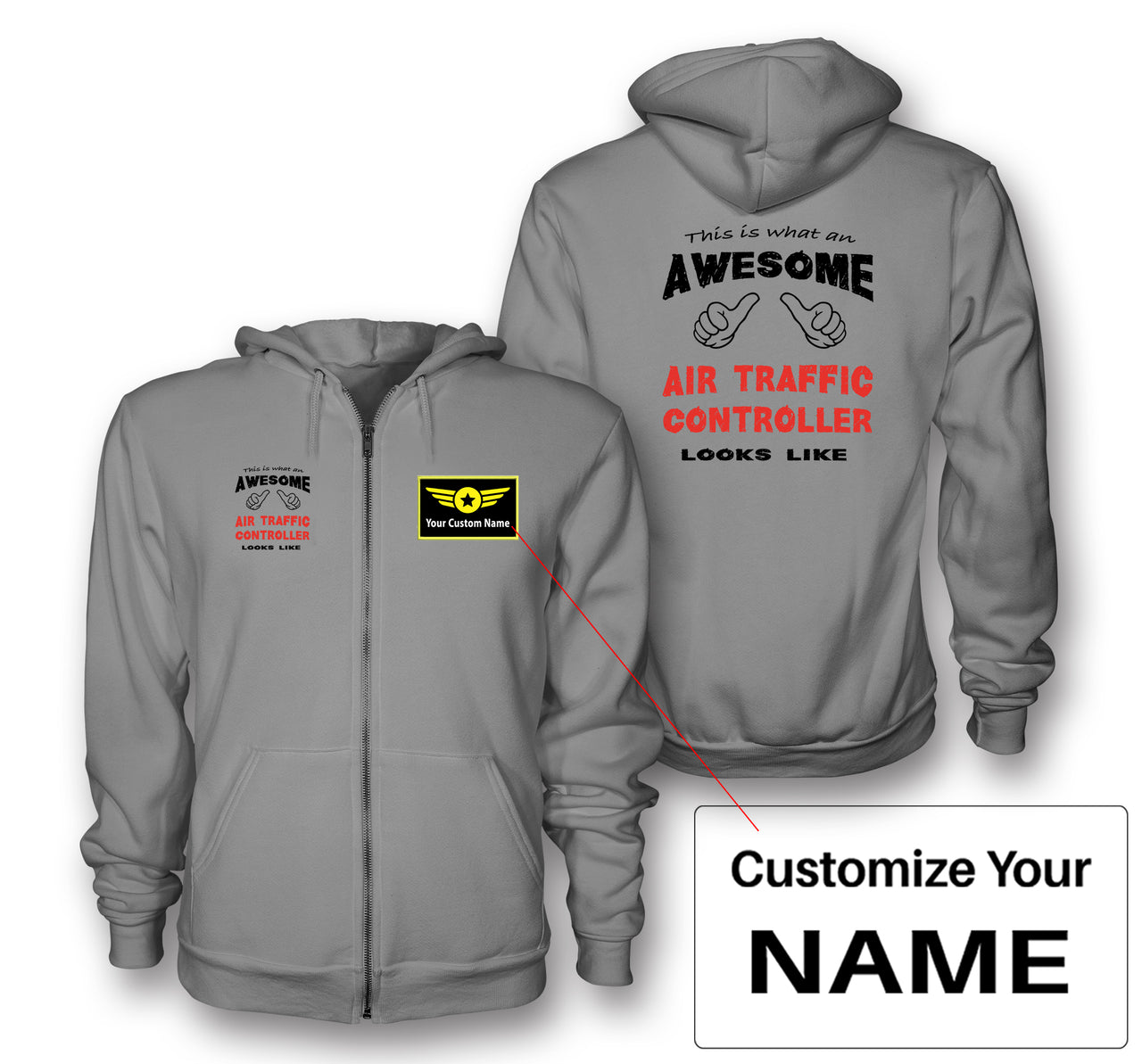 Air Traffic Controller Designed Zipped Hoodies