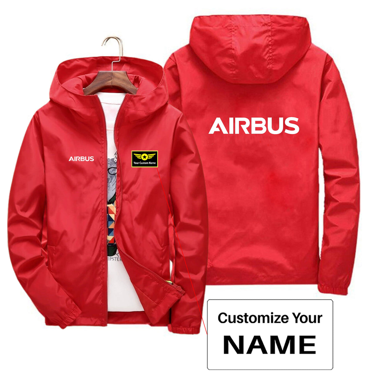 Airbus & Text Designed Thin Windbreaker Jackets