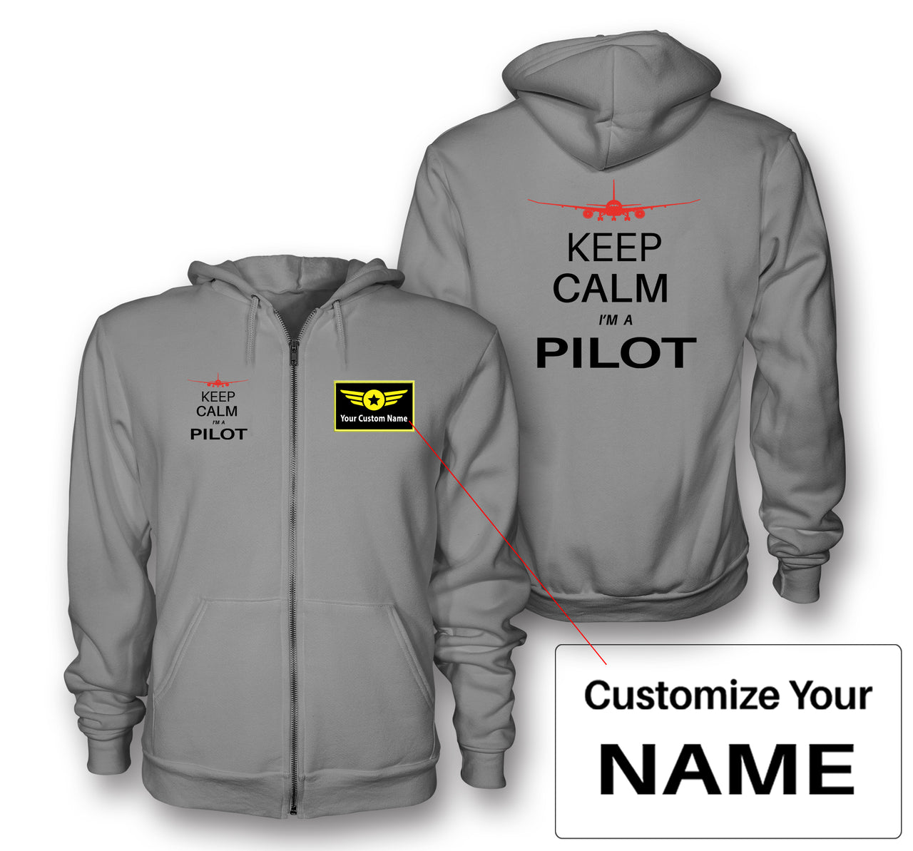 Pilot (777 Silhouette) Designed Zipped Hoodies