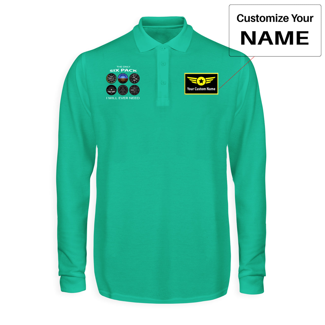 The Only Six Pack I Will Ever Need Designed Long Sleeve Polo T-Shirts
