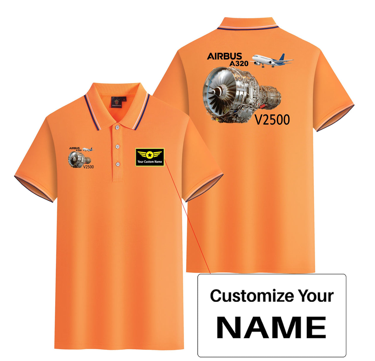 Airbus A320 & V2500 Engine Designed Stylish Polo T-Shirts (Double-Side)