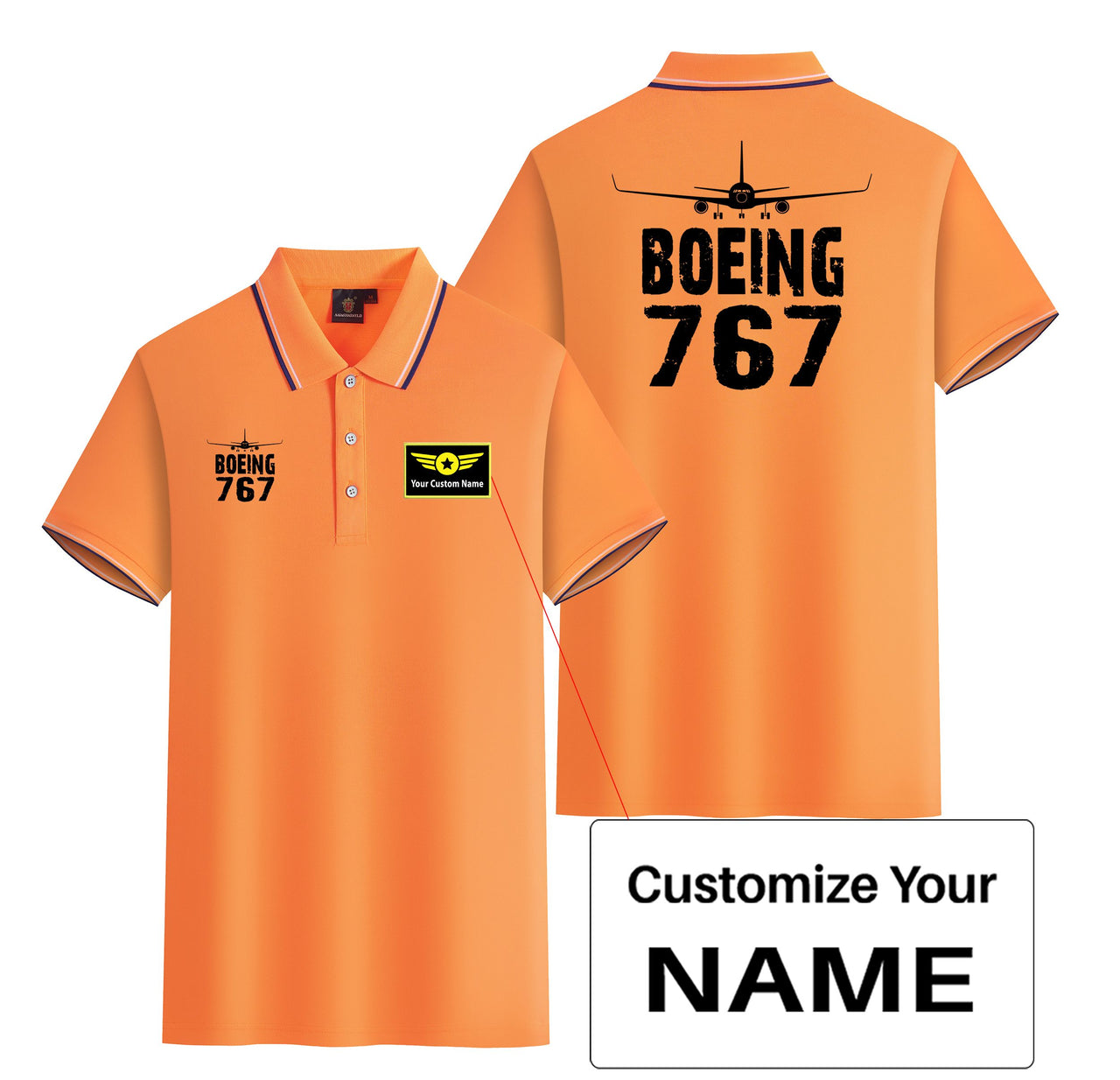 Boeing 767 & Plane Designed Stylish Polo T-Shirts (Double-Side)