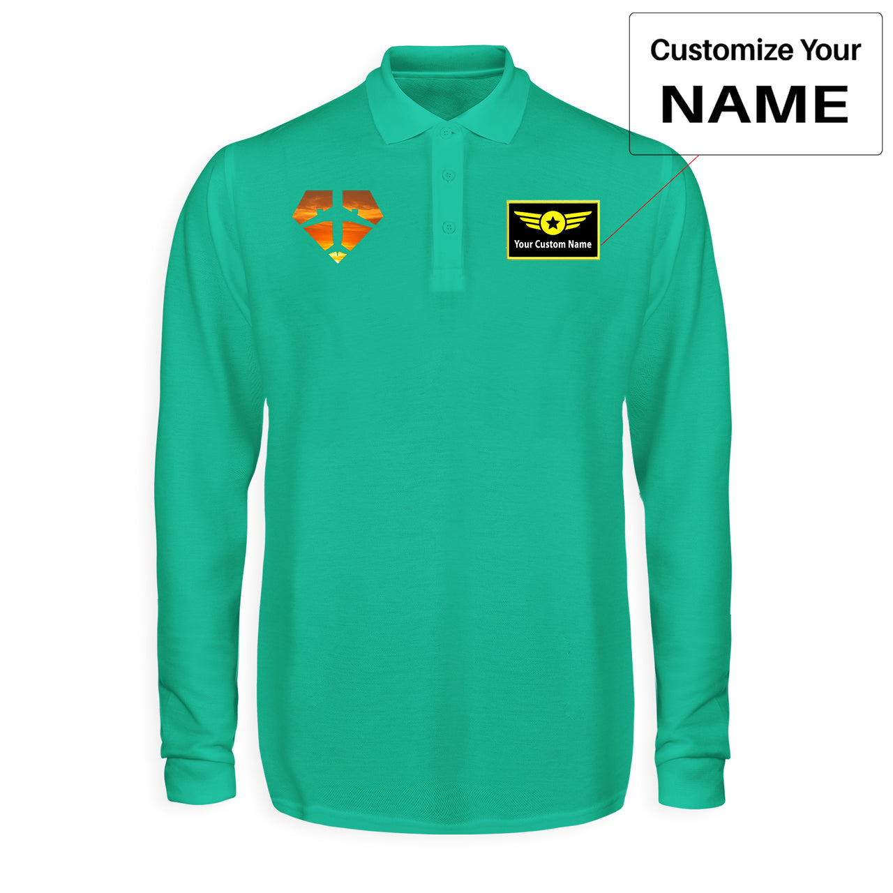 Supermen of The Skies (Sunset) Designed Long Sleeve Polo T-Shirts