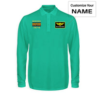 Thumbnail for Retro Boeign 747-8 Designed Long Sleeve Polo T-Shirts