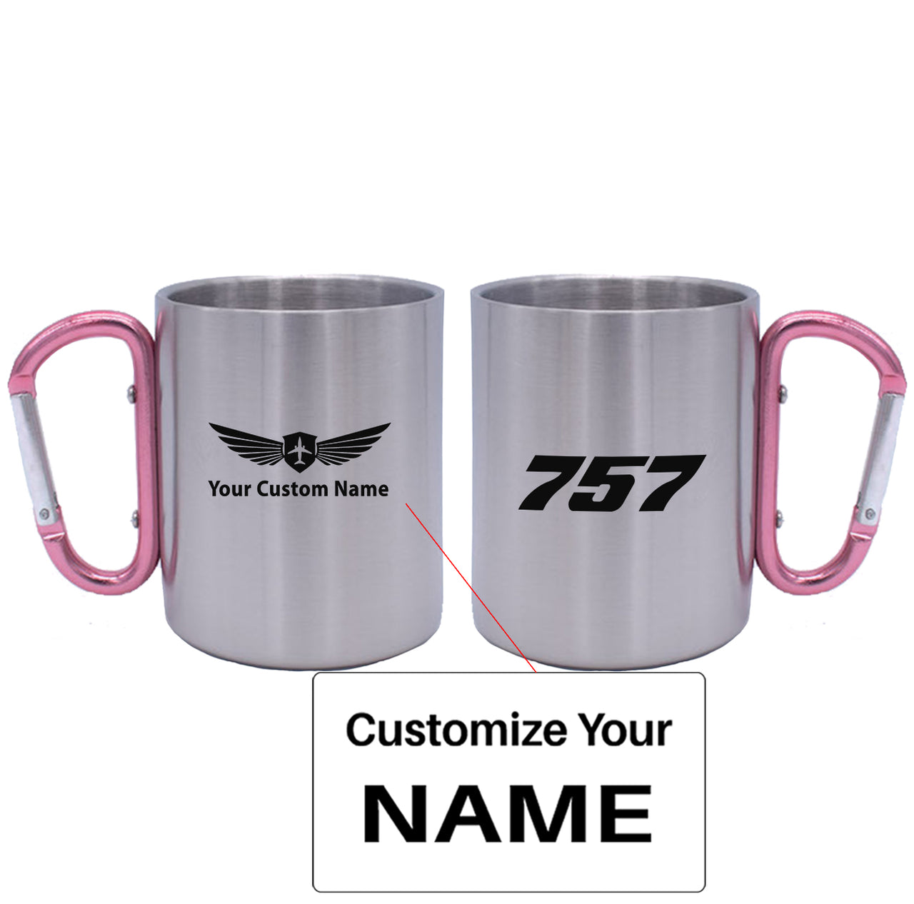 757 Flat Text Designed Stainless Steel Outdoors Mugs