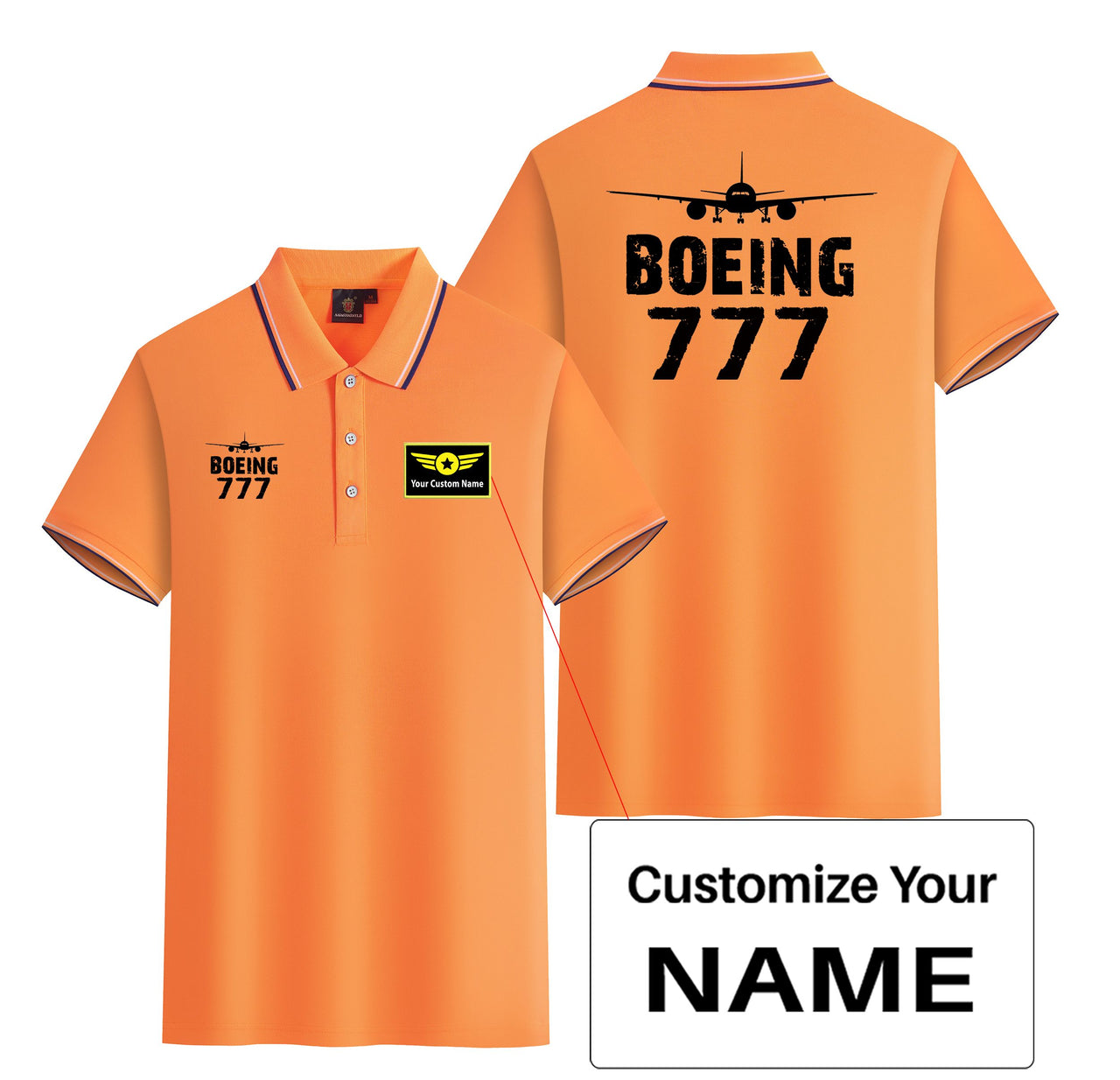 Boeing 777 & Plane Designed Stylish Polo T-Shirts (Double-Side)