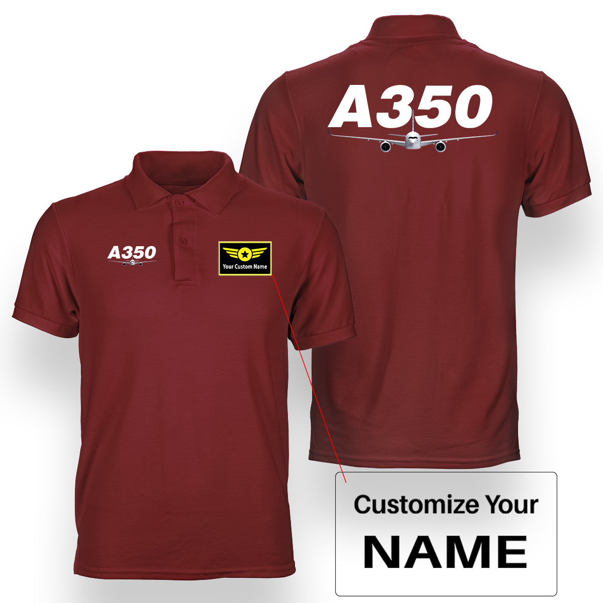 Super Airbus A350 Designed Double Side Polo T-Shirts