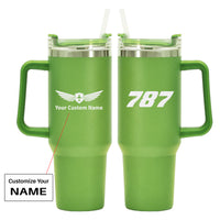 Thumbnail for 787 Flat Text Designed 40oz Stainless Steel Car Mug With Holder