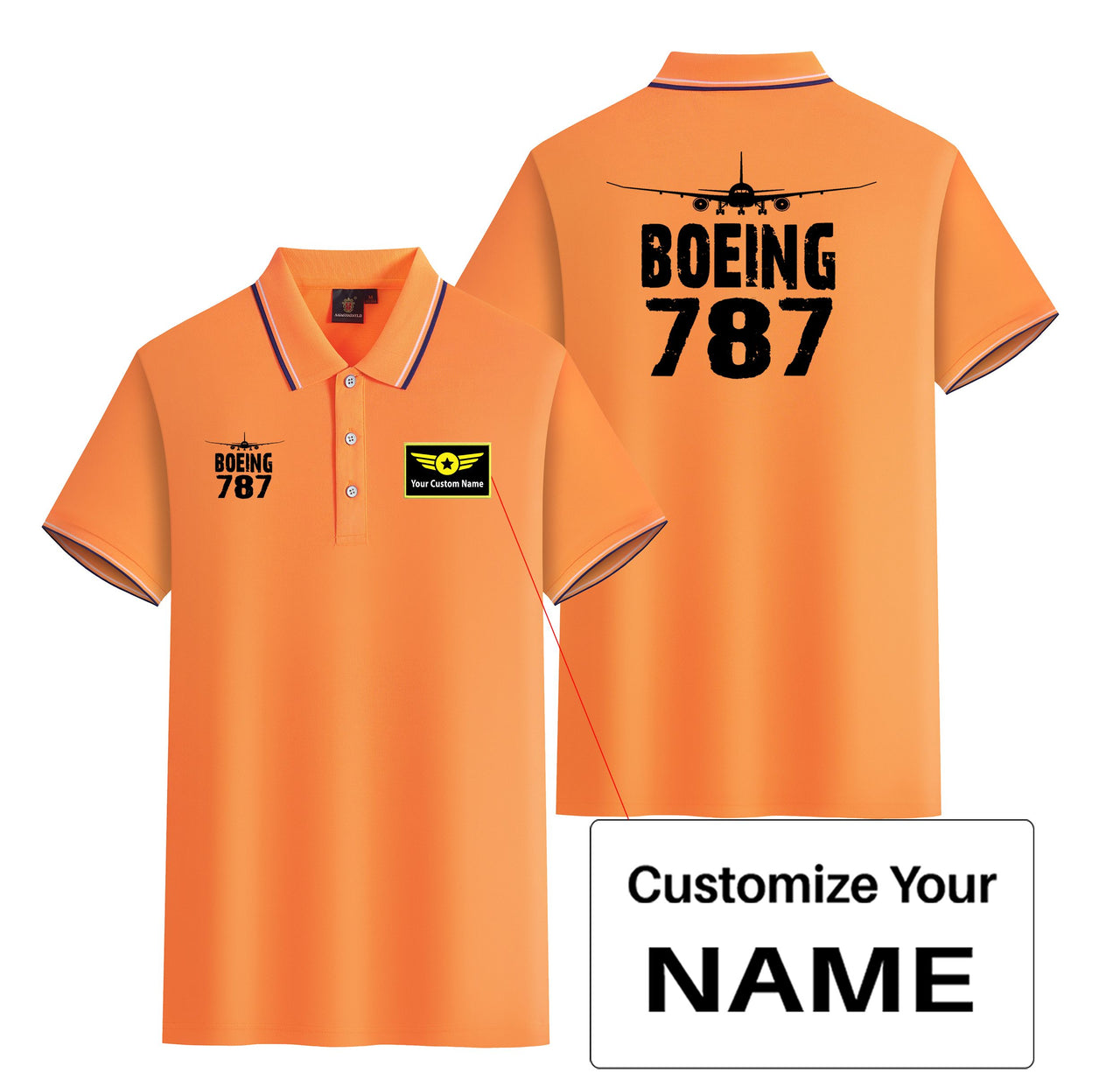 Boeing 787 & Plane Designed Stylish Polo T-Shirts (Double-Side)