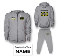 Thumbnail for Blood Type AVGAS Designed Zipped Hoodies & Sweatpants Set