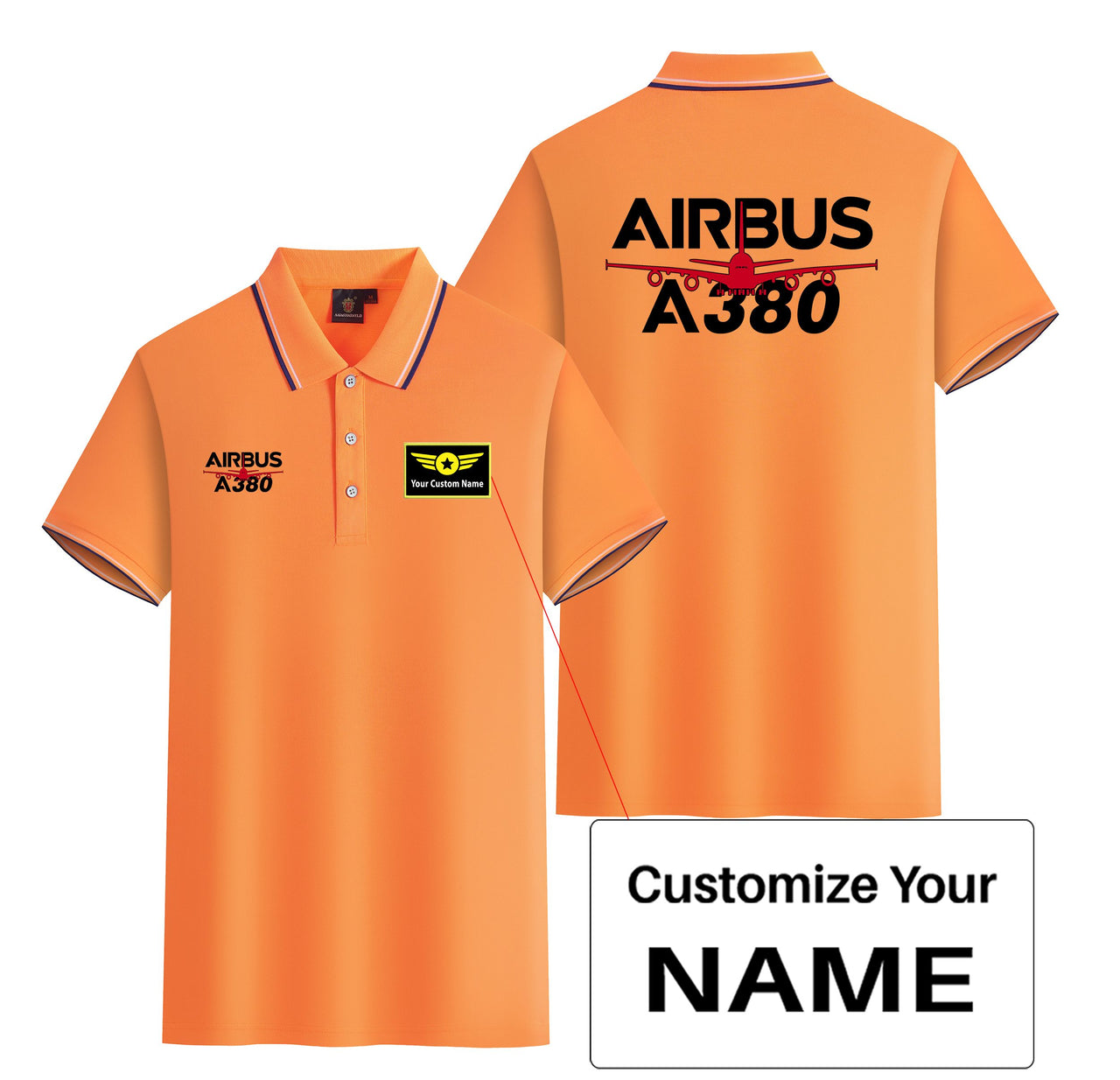 Amazing Airbus A380 Designed Stylish Polo T-Shirts (Double-Side)
