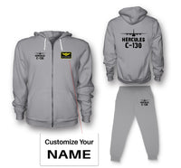 Thumbnail for Military Transport Airplane C 130 Designed Zipped Hoodies & Sweatpants Set