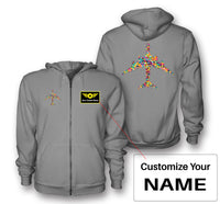 Thumbnail for Colourful Airplane Designed Zipped Hoodies