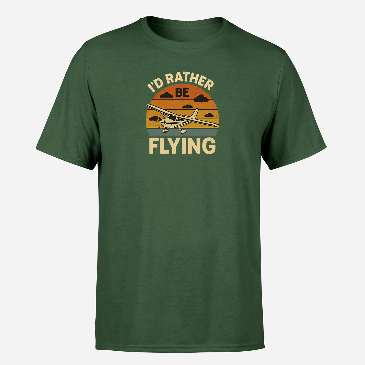 Retro I'D Rather Be Flying Design Super Quality T-Shirts