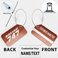 Thumbnail for Boeing 747 & Text Designed Fashion Metal Luggage Tags
