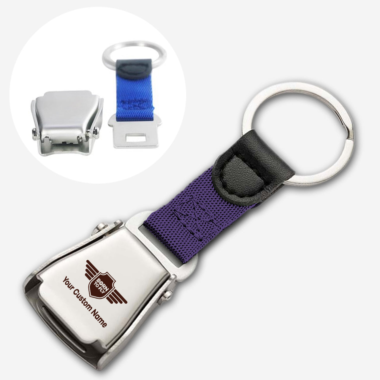 Custom Name (Badge 5)Designed Airplane Seat Belt Key Chains