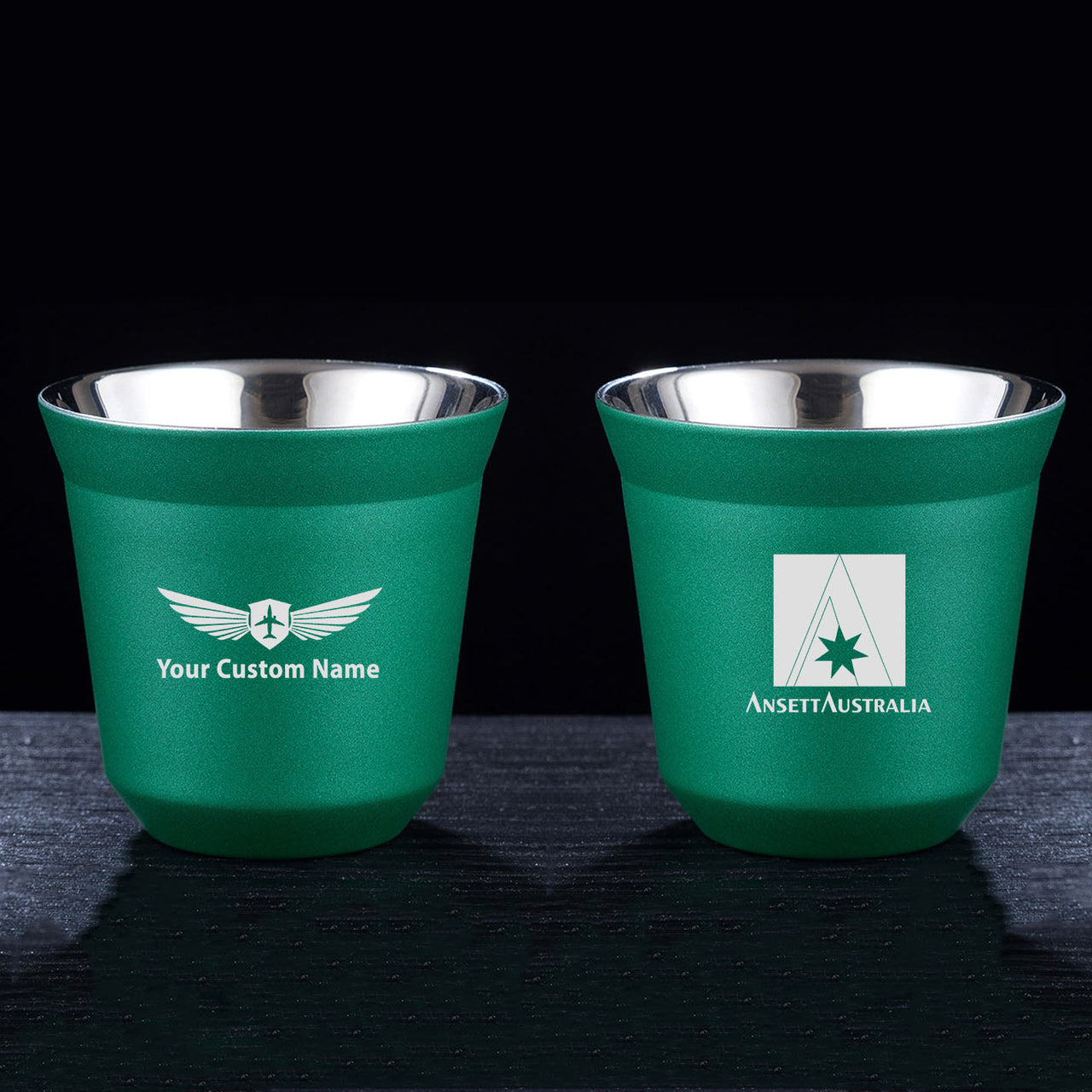 Ansett Australia Double Wall Stainless Steel Coffee Mugs