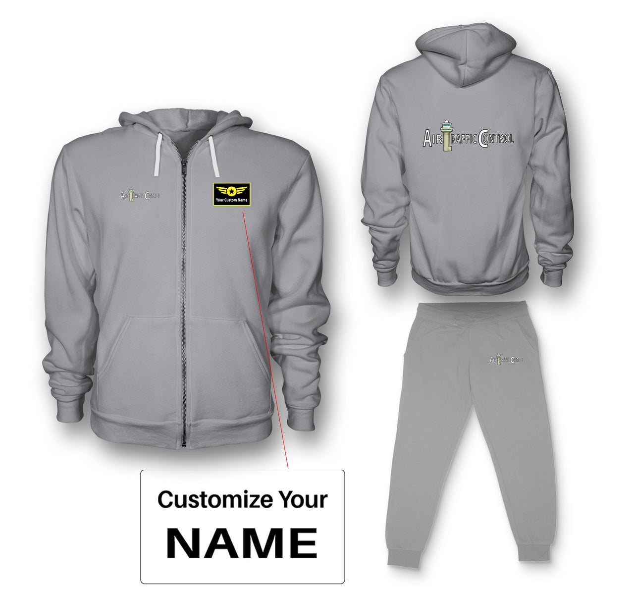 Air Traffic Control Designed Zipped Hoodies & Sweatpants Set