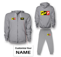 Thumbnail for Flat Colourful 787 Designed Zipped Hoodies & Sweatpants Set