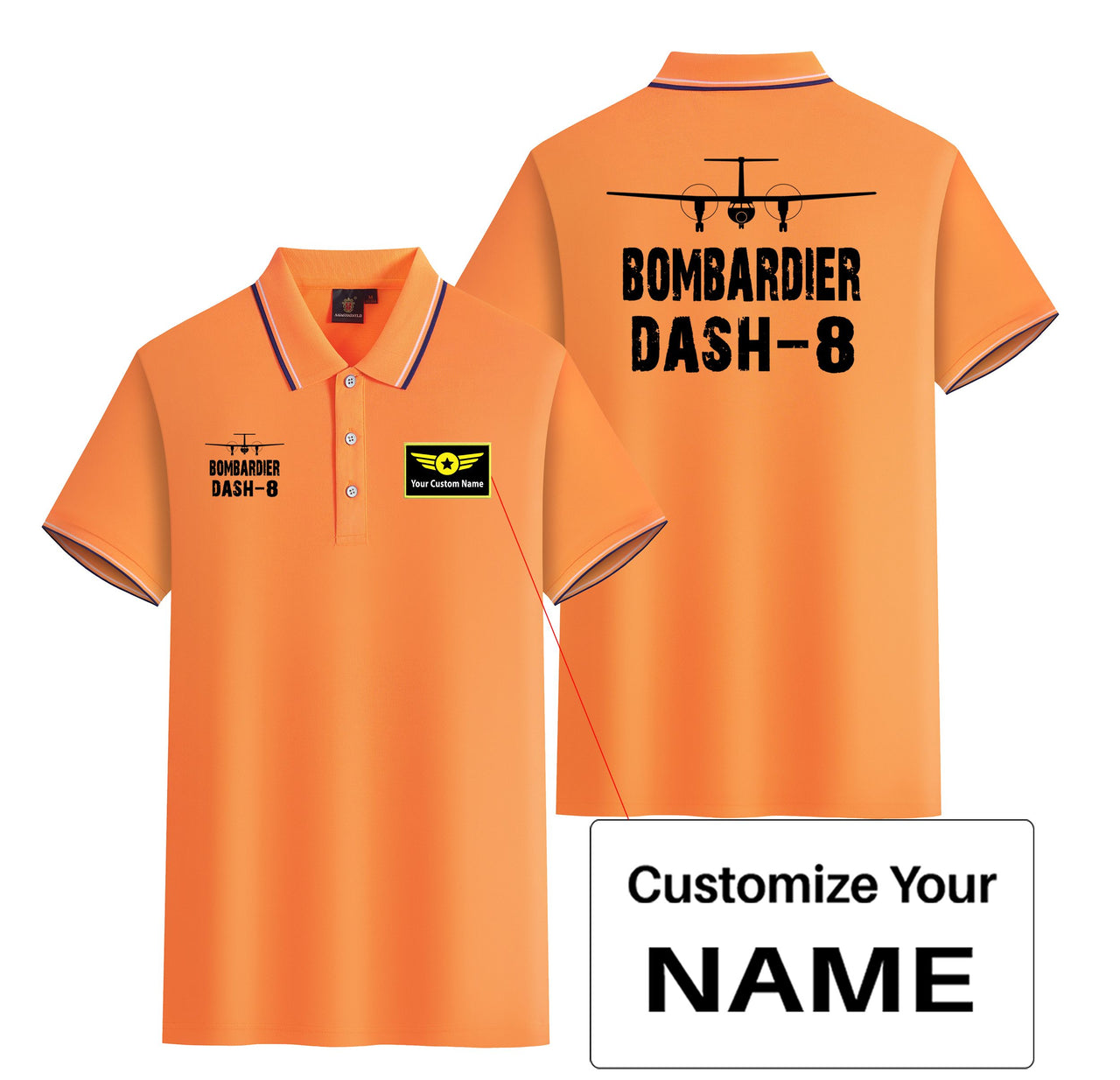 Bombardier Dash-8 & Plane Designed Stylish Polo T-Shirts (Double-Side)