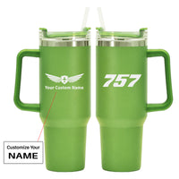 Thumbnail for 757 Flat Text Designed 40oz Stainless Steel Car Mug With Holder