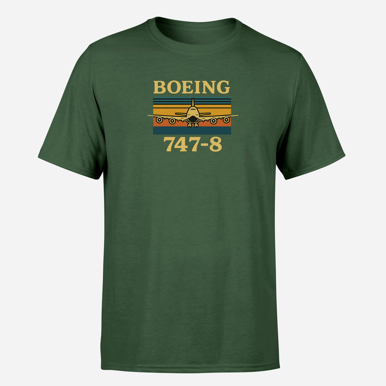 Retro Boeign 747-8 Design Super Quality T-Shirts