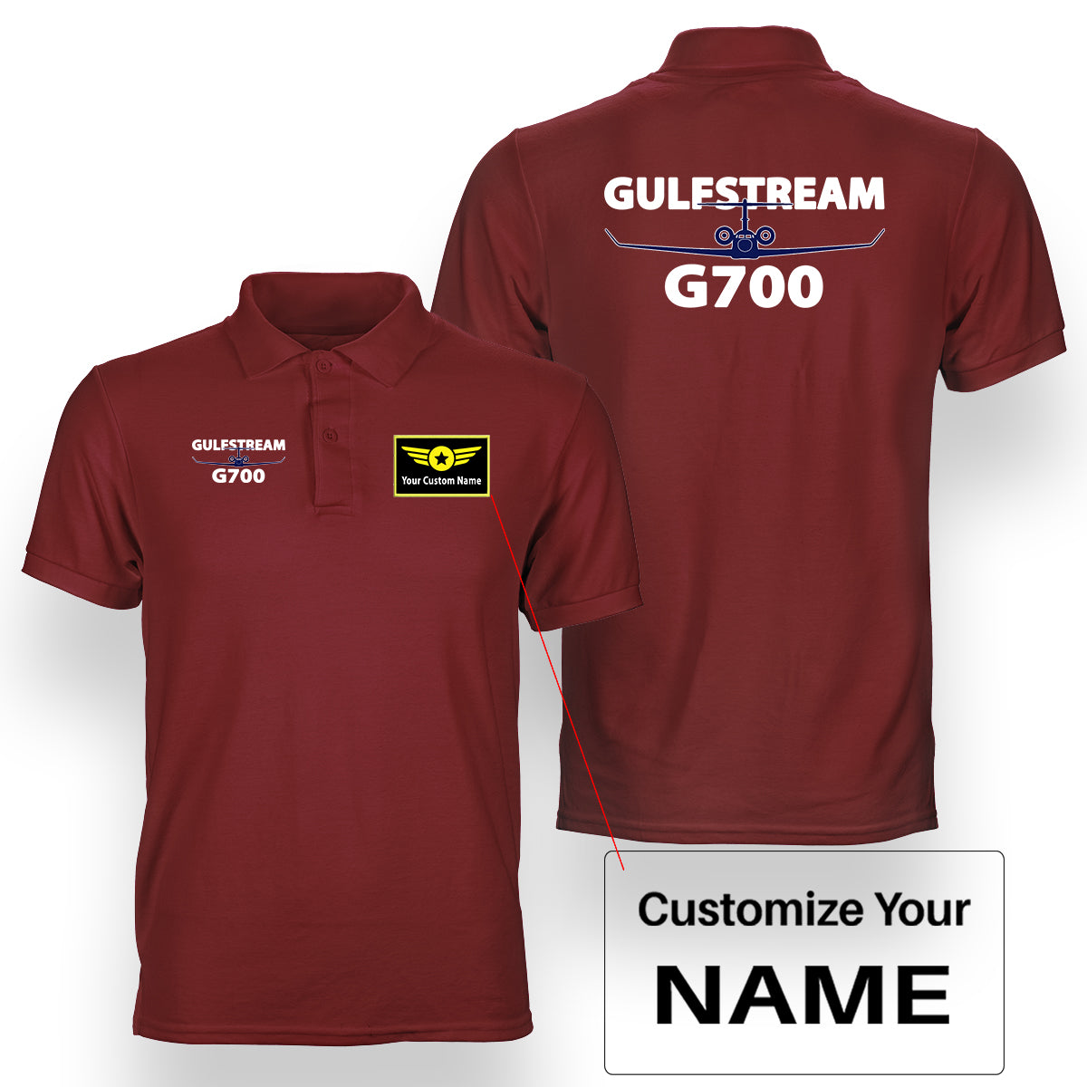 Amazing Gulfstream G700 Designed Double Side Polo T-Shirts