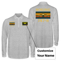 Thumbnail for Retro Boeign 747-8 Designed Long Sleeve Polo T-Shirts (Double-Side)