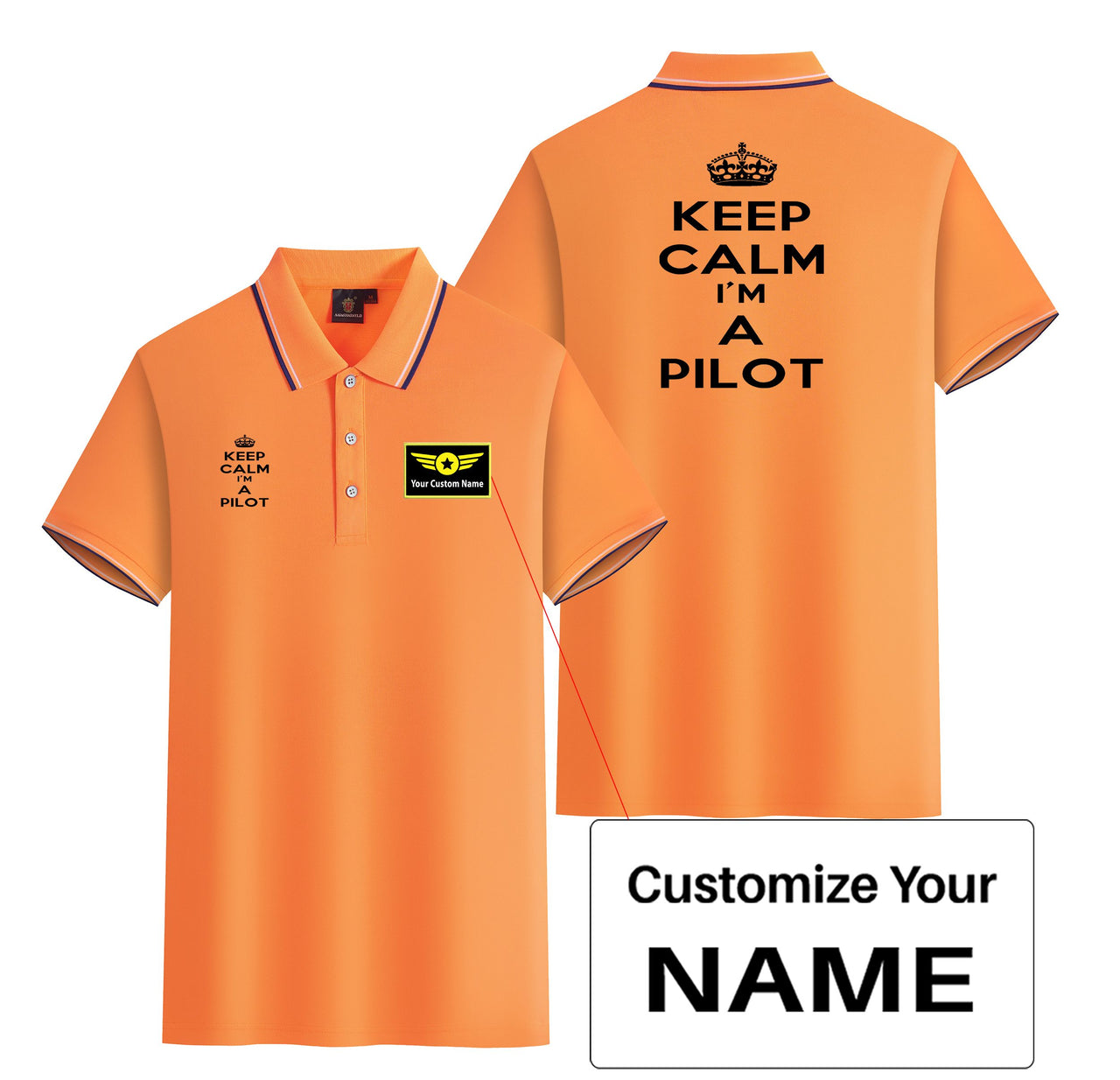 Keep Calm I'm a Pilot Designed Stylish Polo T-Shirts (Double-Side)