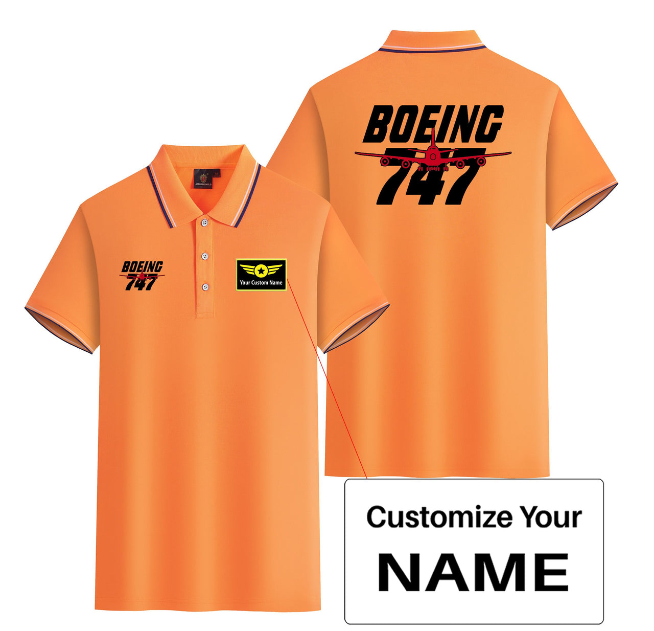 Amazing Boeing 747 Designed Stylish Polo T-Shirts (Double-Side)