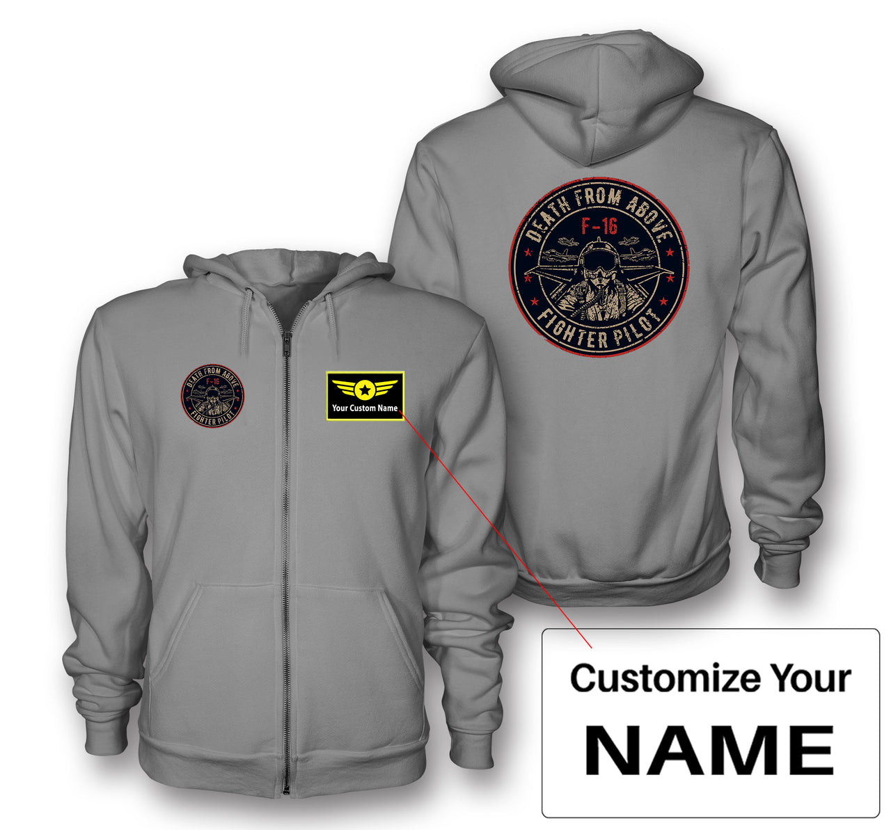 Fighter Jet 16 - Death From Above Designed Zipped Hoodies
