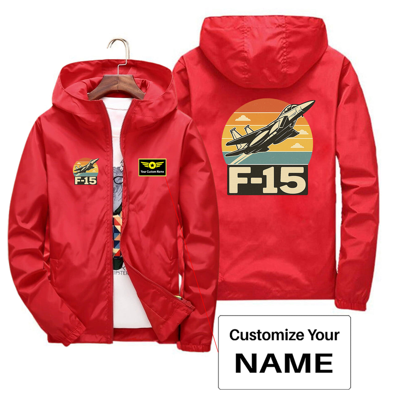 Retro Fighter Jet F15 Designed Thin Windbreaker Jackets