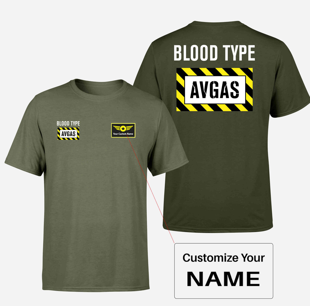 Blood Type AVGAS Double-Side T-Shirts